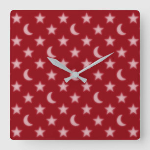 Moons and stars pattern quadratische wanduhr