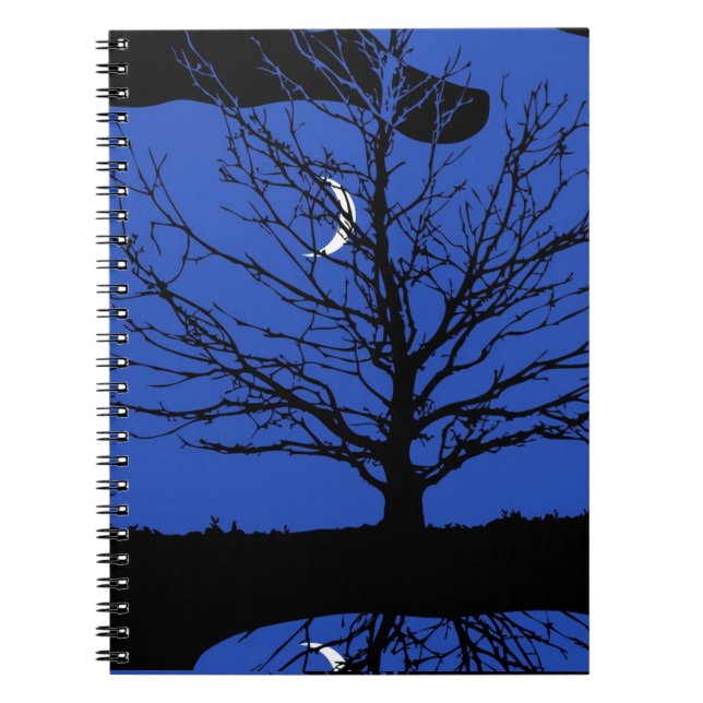 Moonscape in Kobalt Blau und Schwarz Notizblock (Vorderseite)