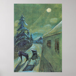 Moonscape mit Pferd durch Walter Gramatte Poster