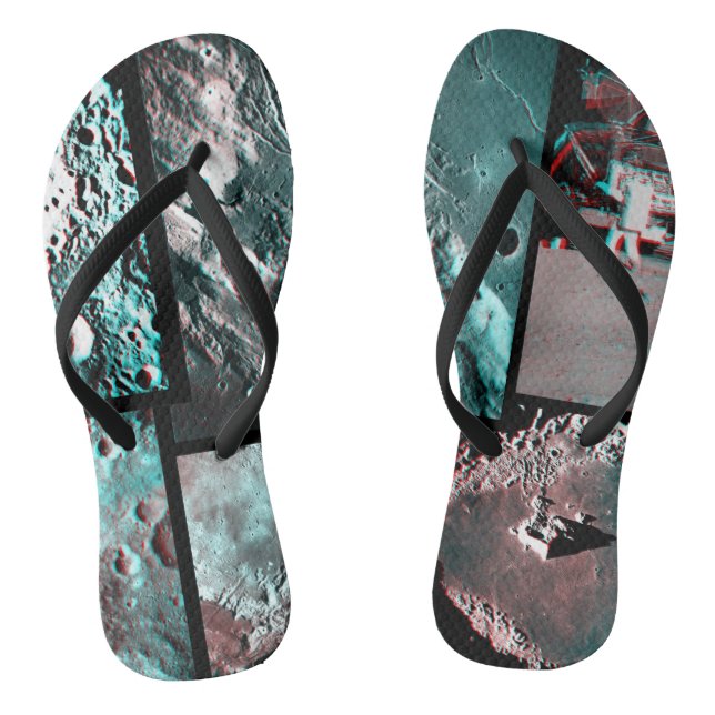 Moonscape Space Foto Anaglyph Mosaik Flip Flops (Fußbett)