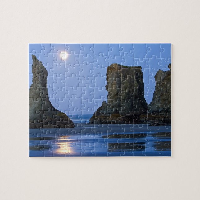 Moonset, Bandon Beach, Oregon. Puzzle (Horizontal)