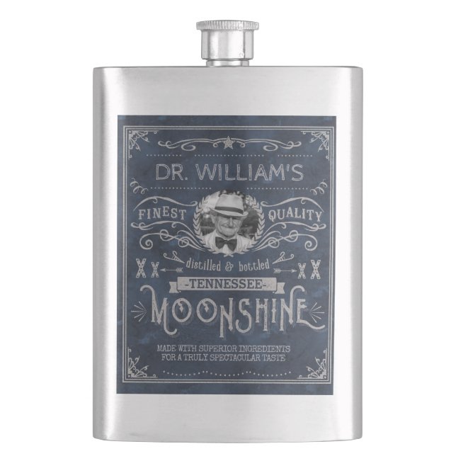 Moonshine Hinterwäldler-Medizin-Vintages Flachmann (Vorderseite)