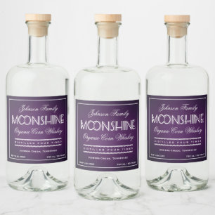 Moonshine Lila und weiß Alkoholflaschenetikett