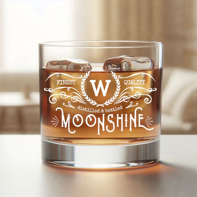 Moonshine Personalisiert Monogram Vintag aussehen  Whiskyglas (Von Creator hochgeladen)