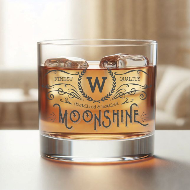 Moonshine Personalisiert Monogram Vintag Look Whiskyglas (Von Creator hochgeladen)