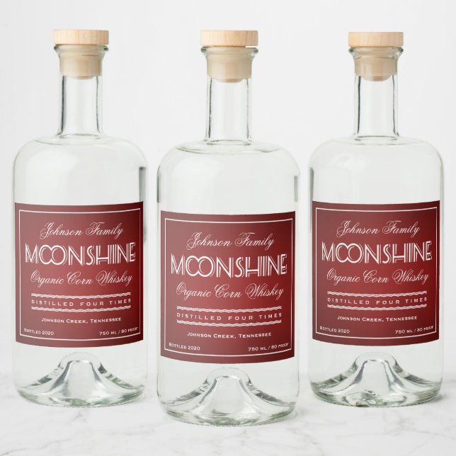 Moonshine Ruby Red Alkoholflaschenetikett (Flaschen)