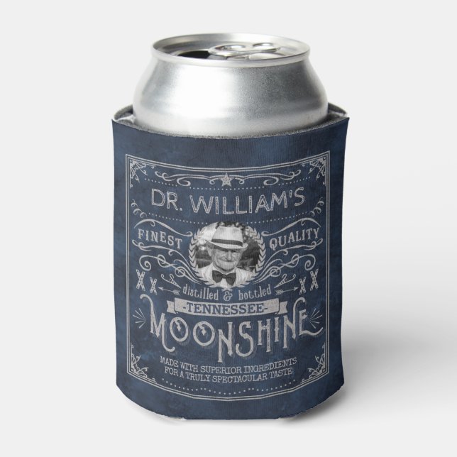 Moonshine Vintag Hillbilly Medicine Custom Blue Dosenkühler (Kanne Vorderseite)