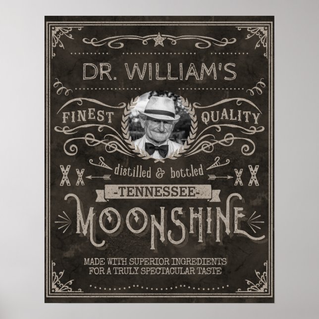 Moonshine Vintag Hillbilly Medicine Custom Brown Poster (Vorne)