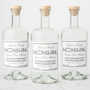 Moonshine Whiskey Black und Grau Alkoholflaschenetikett