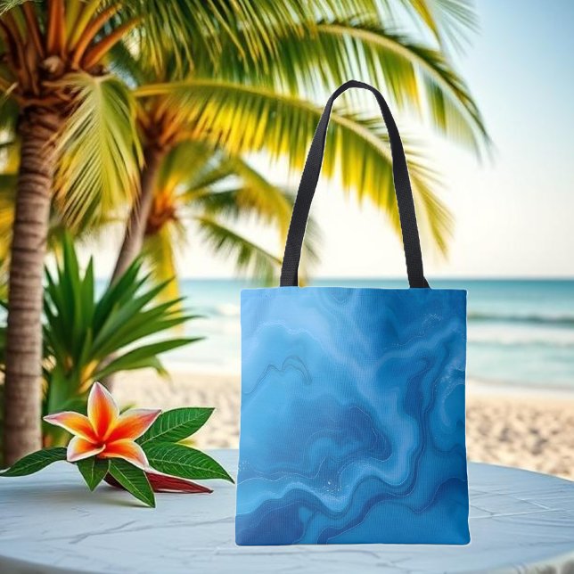 Moonstone Blue (Blue-Moonstone-Tote Bag-modern abstract art-water-summer tote-beach tote)