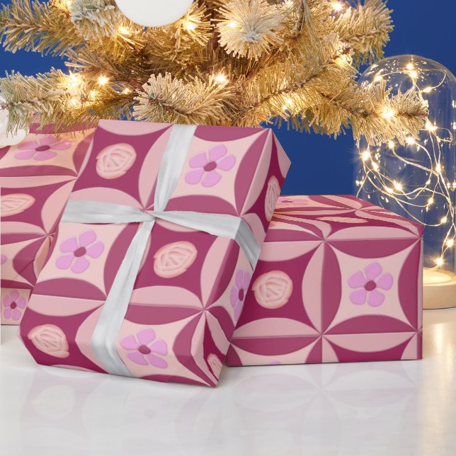 MoonStone Rose und Kirsche Blume in der Tür Geschenkpapier (Feiertage)