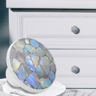 Moonstone und Silber- Mosaikzellen Keramikknauf