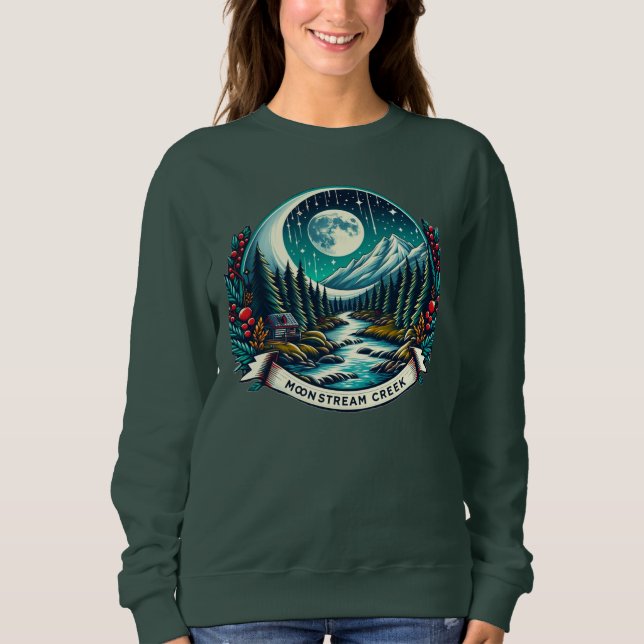 Moonstream Creek Christmas Landschaftlich Sweatshi Sweatshirt (Vorderseite)