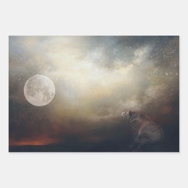 Moonwatcher Bear Art Decoupage Paper Geschenkpapier Set (Vorderseite)