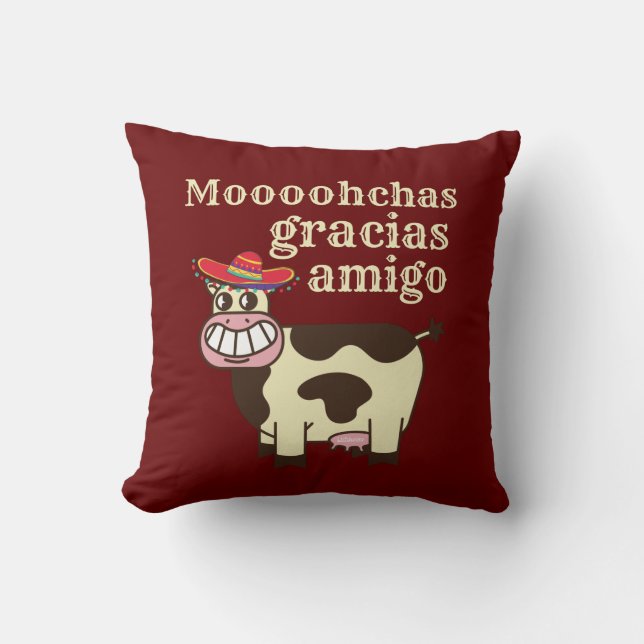 MOOOHCHAS GRACIAS AMIGO lustiges Cinco de mayo Kuh Kissen (Vorderseite)