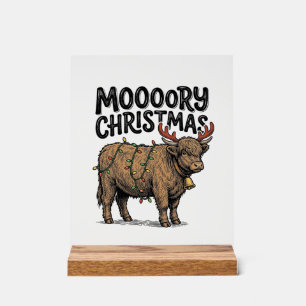 Moooory Weihnachten Highland Kuh Vintage Gravur T Acrylschild