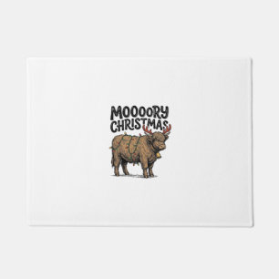 Moooory Weihnachten Highland Kuh Vintage Gravur T Fußmatte