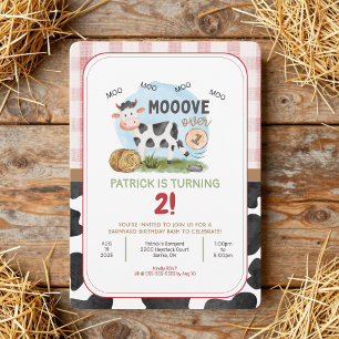 Mooove Over Bauernhof-Themen-Geburtstags-Einladung Einladung