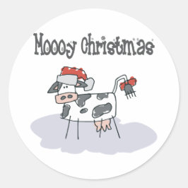 Moooy Weihnachten Runder Aufkleber