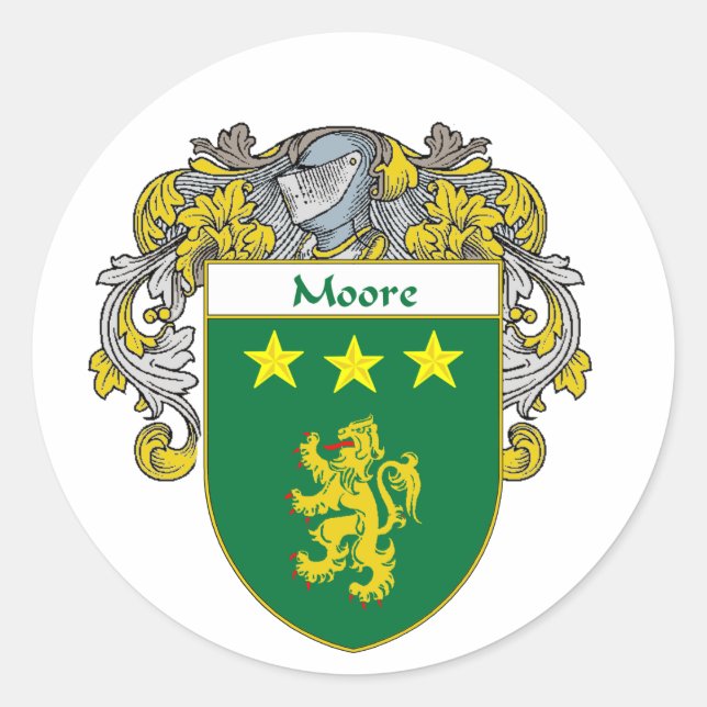 Moore Coat of Arms (Mantled) Runder Aufkleber (Vorderseite)
