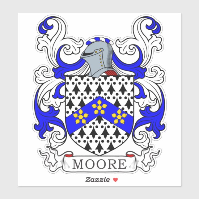 Moore Familienwappen Aufkleber (Blatt)