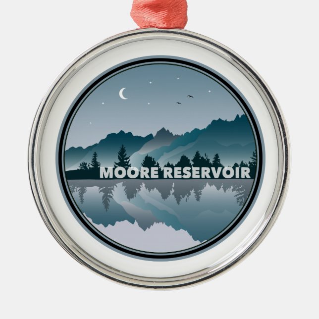Moore Reservoir New Hampshire Reflection Ornament Aus Metall (Vorne)