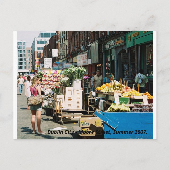 Moore Street Dublin City, Irland Holiday Postcard Postkarte (Vorderseite)