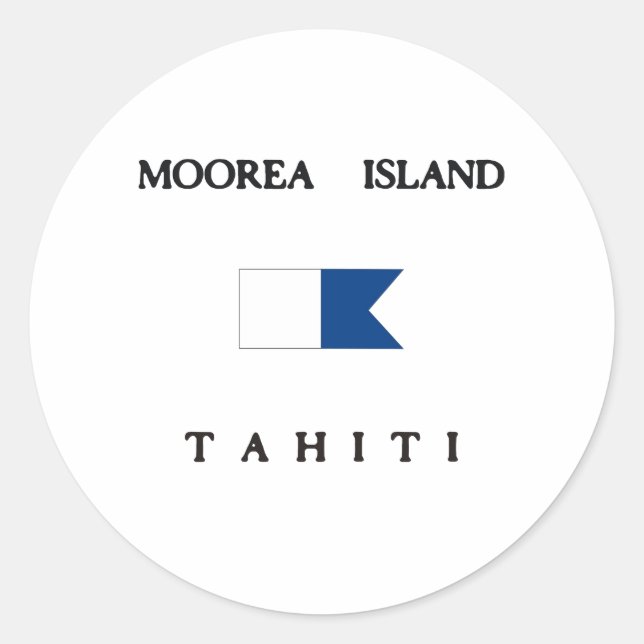 Moorea Island Tahiti Alpha Dive Flag Runder Aufkleber (Vorderseite)