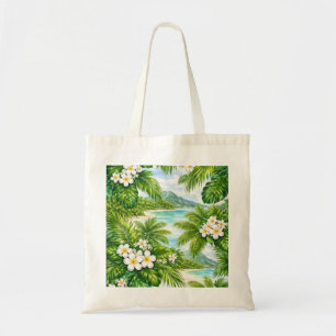 Moorea-Tropische Lagune Palm & Plumeria Botanische Tragetasche