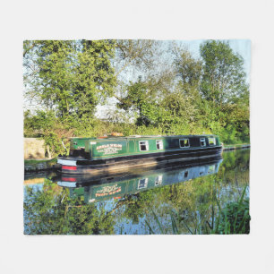 MOORED NARROWBOOT AUF DEM CANAL Fleece Blanket