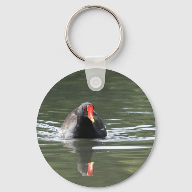 Moorhen und Reflektion Schlüsselanhänger (Vorderseite)