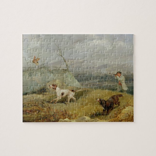 Moorhuhn-Schießen (Öl auf Leinwand) Puzzle (Horizontal)
