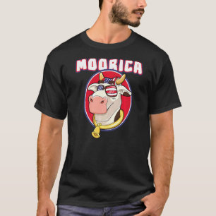 Moorica Juli 4. Patriotischer Kuh Bauer American U T-Shirt