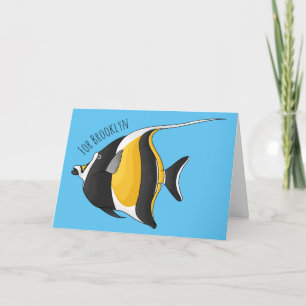 Moorish idol fish cartoon illustration karte