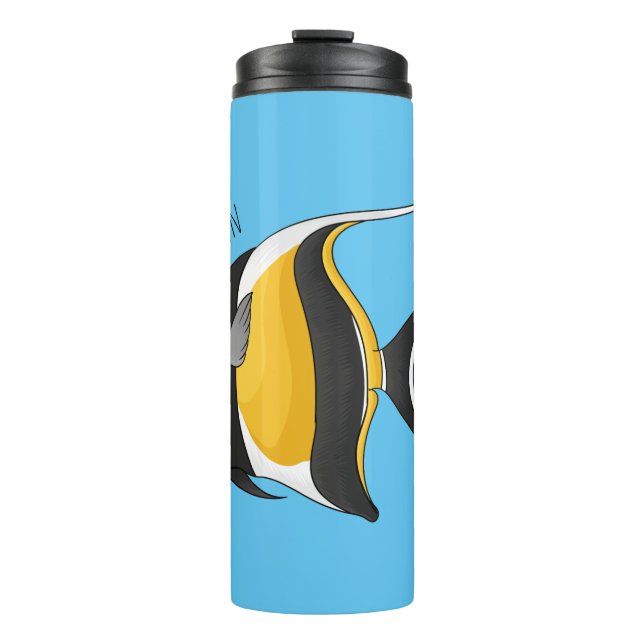 Moorish idol fish cartoon illustration  thermosbecher (Vorderseite)