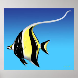 Moorish Idol Fish Deep Blue Poster