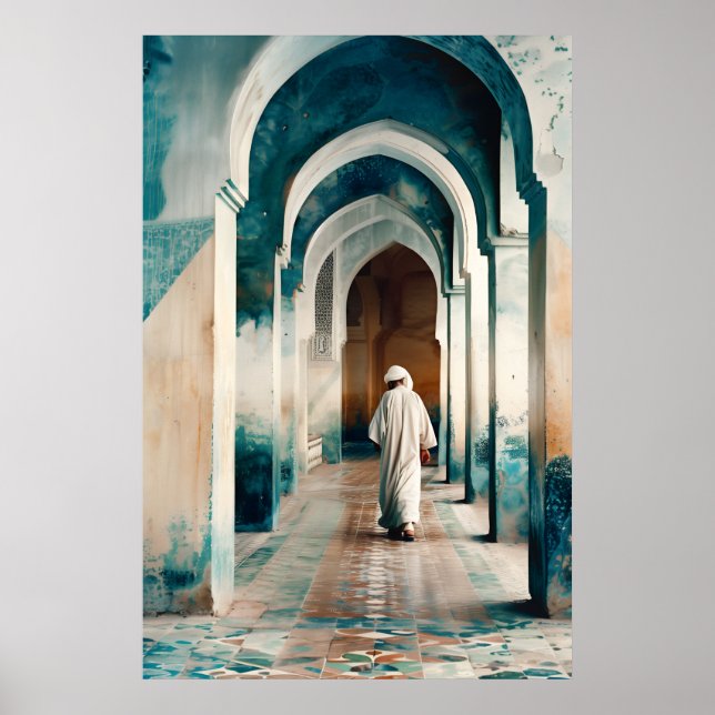 Moorish Marrakesh Blue Cream Poster (Vorne)