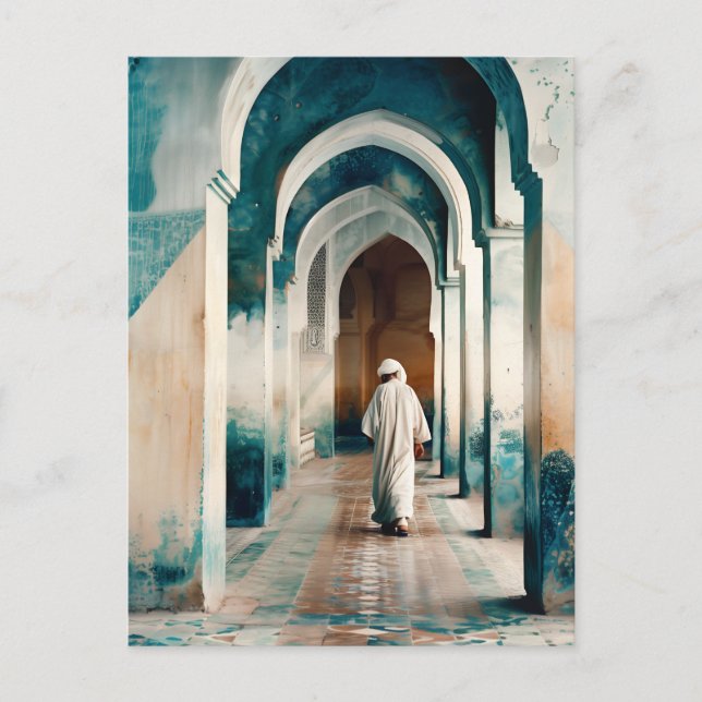 Moorish Marrakesh Blue Cream Postkarte (Vorderseite)