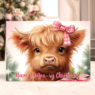 Moory Christmas Highland Cow Feiertagskarte