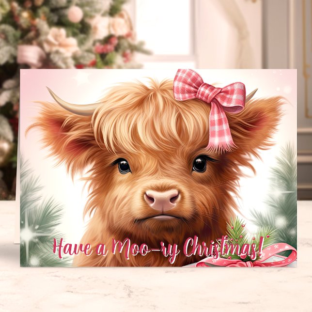 Moory Christmas Highland Cow Feiertagskarte (Von Creator hochgeladen)