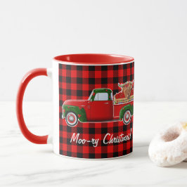 Moory Christmas Highland Cow in Little Red Truck Tasse