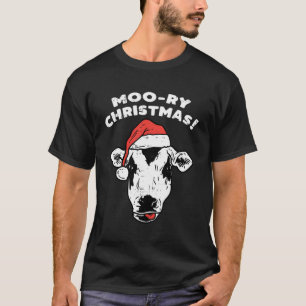 Moory Christmas Kuh Moo Funny Farm Animal Xmas Far T-Shirt