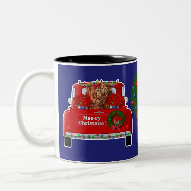 Moory Christmas Little Red Truck Zweifarbige Tasse (Links)