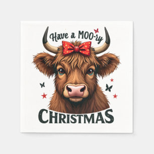Moory Christmas Niedliche Kuh trägt Santa Serviette