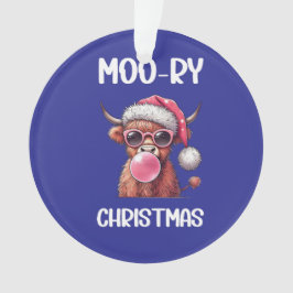 Moory Christmas Scottish Higland Cow Ornament