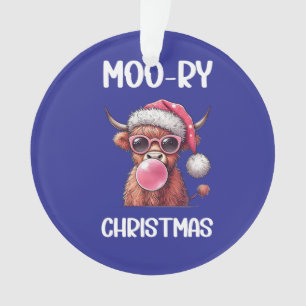 Moory Christmas Scottish Higland Cow Ornament