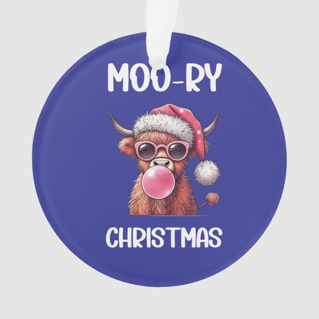 Moory Christmas Scottish Higland Cow Ornament (Vorderseite)