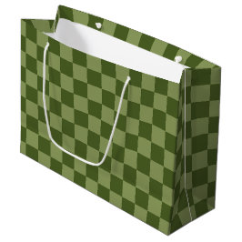 Moos Green Checkerboard Große Geschenktüte