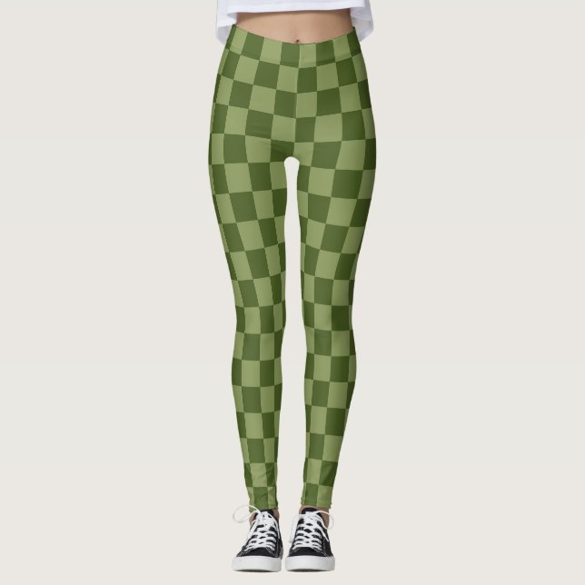 Moos Green Checkerboard Leggings (Vorderseite)