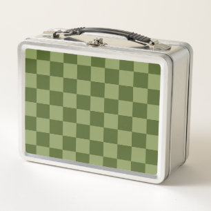 Moos Green Checkerboard Metall Brotdose